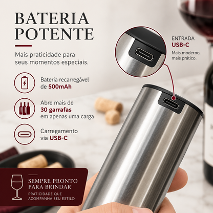 Kit Abridor de Vinho Elétrico Automático Momo Lifestyle
